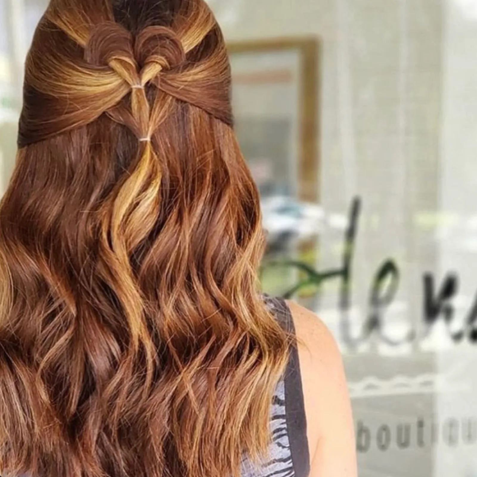 Copper Braided Half-Up at Blend Hair Boutique, Plantation FL