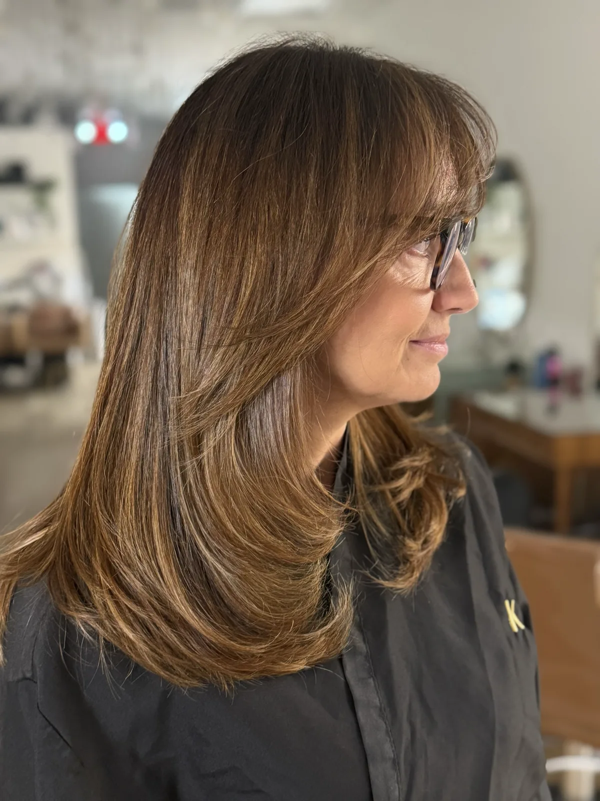 Layered Brunette Cut at Blend Hair Boutique, Plantation FL